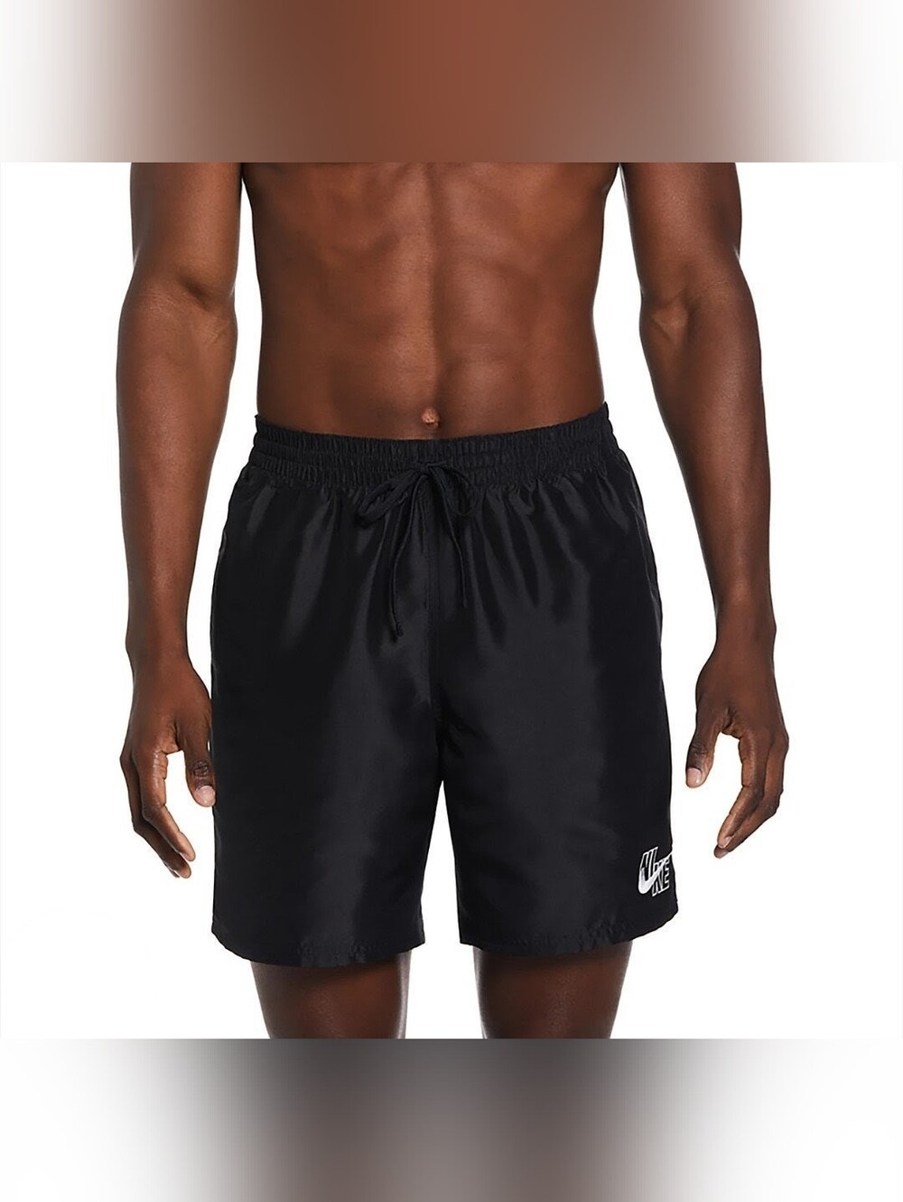 Nike Black Drawstring Swim Shorts with White Logo